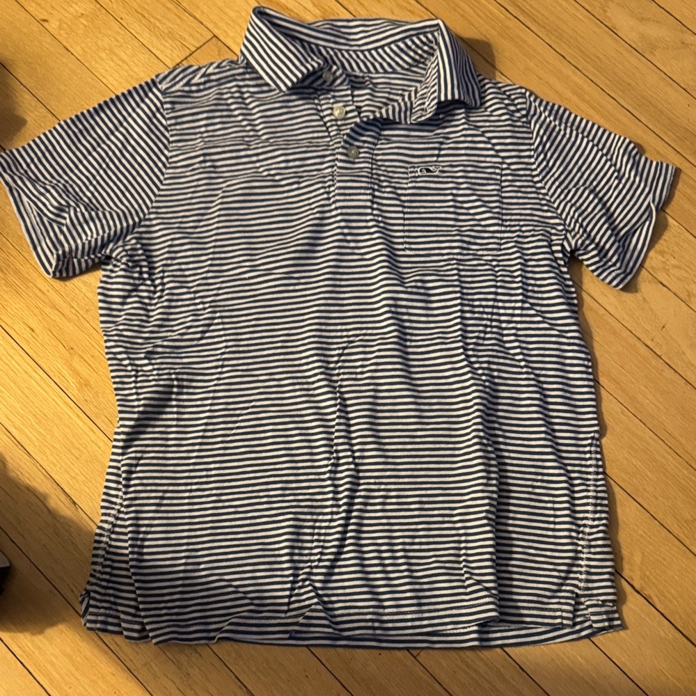 Vineyard Vines Striped Blue Polo Shirt (boys large)